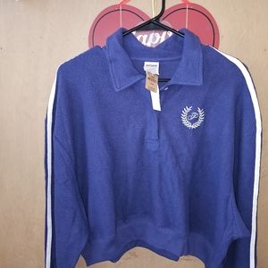 VS PINK REVERSECROPPED FLEECE POLO SWEATSHIRT